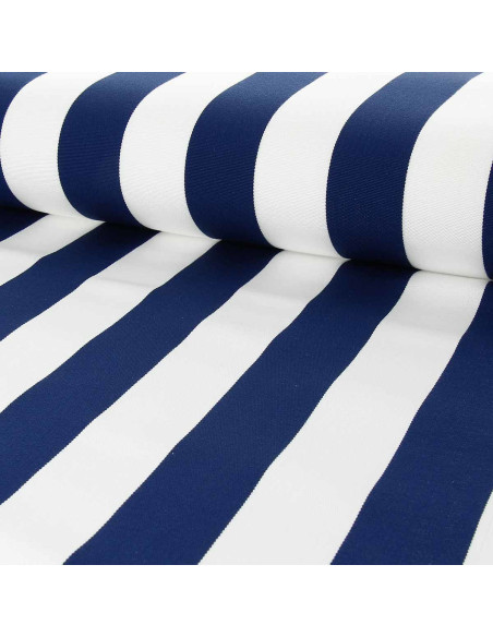 Ligstoel doek - Wit en marineblauw