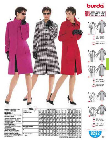 Mantelpatroon - Burda 8292
