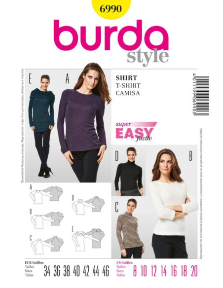 T-shirt patroon - Burda 6990