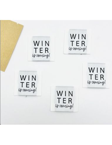 Set van 5 geweven labels om op te naaien Winter is coming