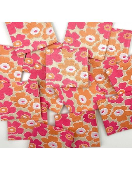 Set van 5 geweven labels om op te naaien Vintage bloemen