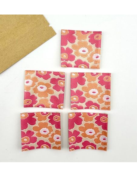 Set van 5 geweven labels om op te naaien Vintage bloemen