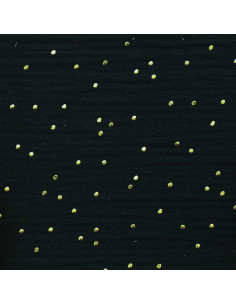 Dubbel gaze katoenen stof met gouden stipjes - Zwart 2