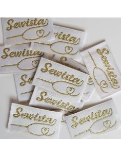 Set van 5 geweven labels om op te naaien Sewista