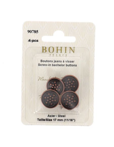 Doos met 4 schroefbare jeansknopen 17 mm brons Bohin