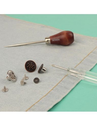 Doos met 4 schroefbare jeansknopen 17 mm zilver Bohin