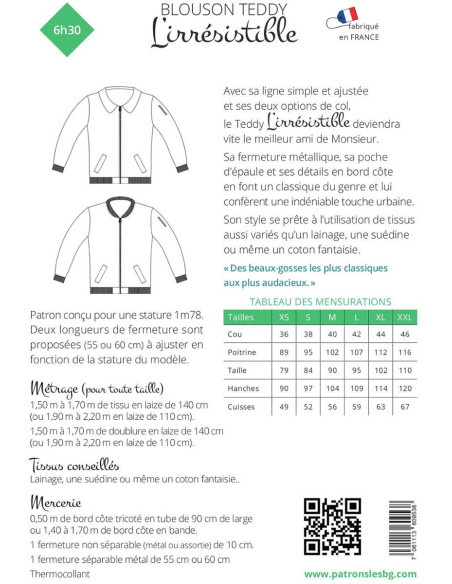 Jas patroon voor heren l'Irrésistible - Les BG