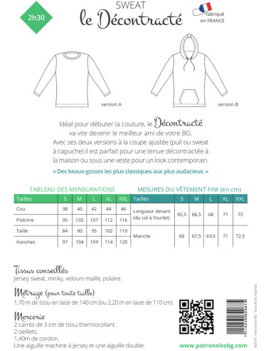 Sweatshirt patroon voor heren De Casual - Les BG