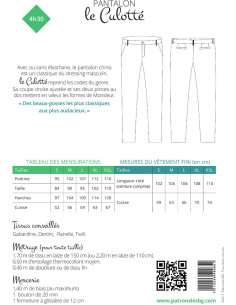Chino broek patroon voor heren Le Culotté - Les BG 2
