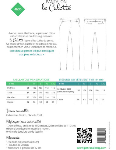 Chino broek patroon voor heren Le Culotté - Les BG