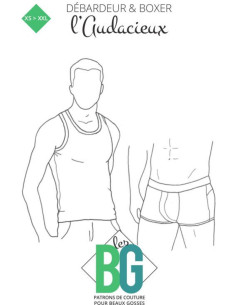 Boxershort- en tanktop-patroon voor heren L'Audacieux - Les BG