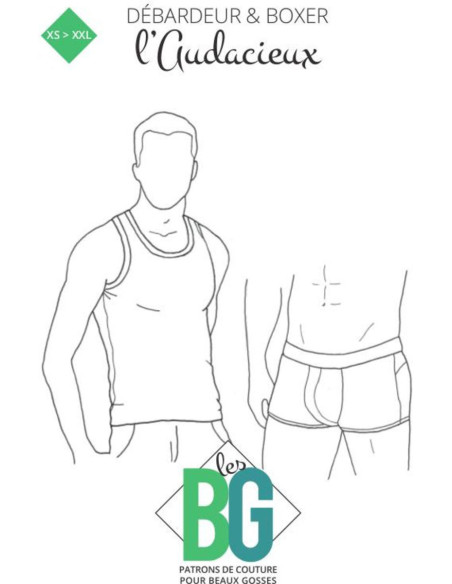 Boxershort- en tanktop-patroon voor heren L'Audacieux - Les BG