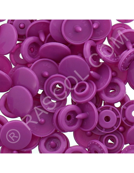 Zakje met 25 KAM ronde harsdrukknopen - Paars violet