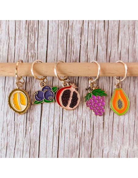 Lot de 5 anneaux marqueurs de maille - Fruits