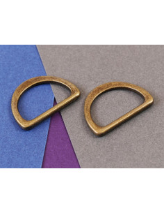 Set van 2 D-ringen 25 mm antiek messing