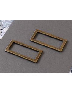 Set van 2 rechthoekige gespen 13 x 38 mm antiek messing