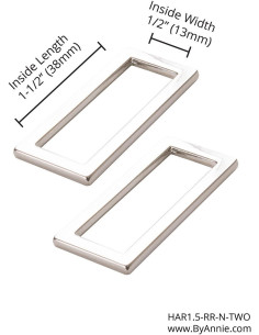 Set van 2 rechthoekige gespen 13 x 38 mm zilver 2