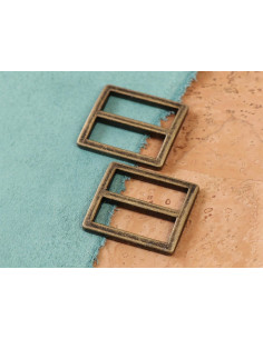 Set van 2 schuifgespen 28 x 25 mm antiek messing