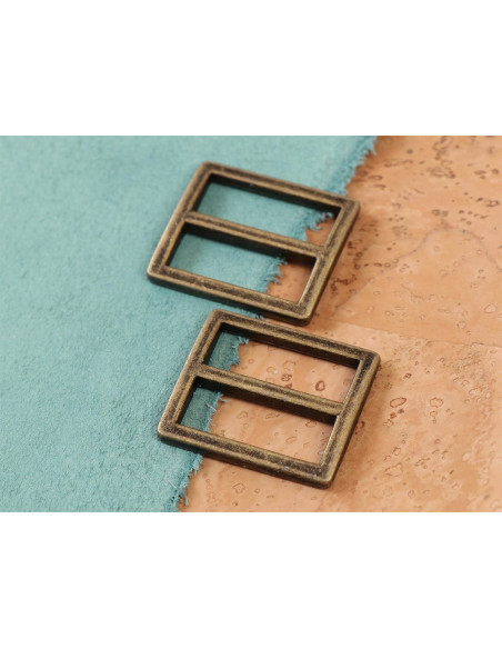 Set van 2 schuifgespen 28 x 25 mm antiek messing