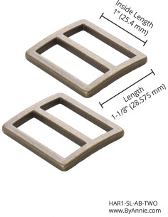 Set van 2 schuifgespen 28 x 25 mm antiek messing 2