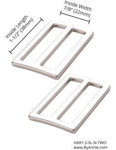 Set van 2 schuifgespen 22 x 38 mm zilver 2