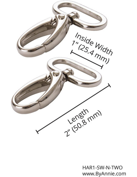 Set van 2 karabijnhaken voor 25 mm zilver