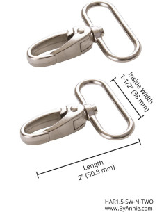 Set van 2 karabijnhaken met een doorgang van 38 mm zilver 2