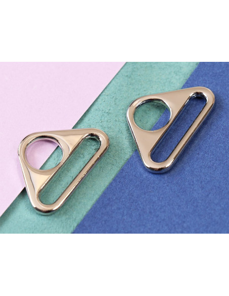 Set van 2 driehoekige ringen met een diameter van 25 mm zilver