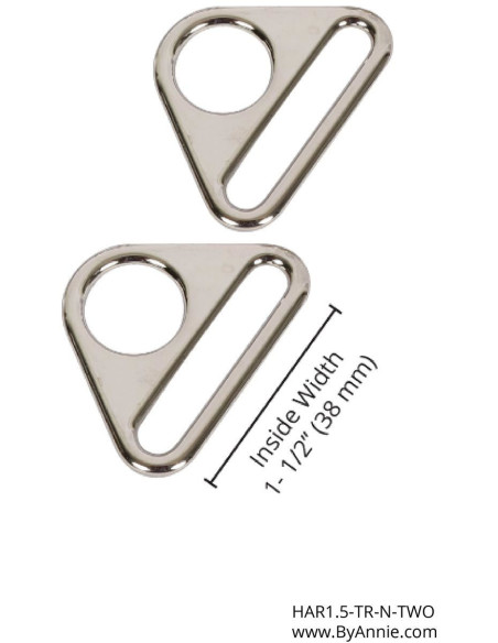 Set van 2 driehoekige ringen met een diameter van 38 mm zilver