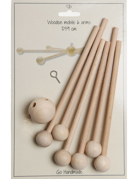 Houten mobiel voor baby - 6 takken