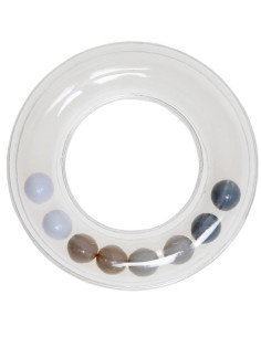 Transparante rammelaar ring met kralen 63 mm - Grijs