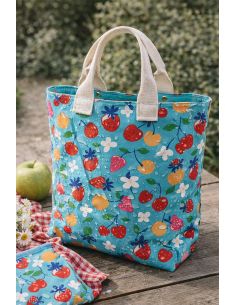 Tissu coton déperlant - Cijos bleu et rouge 2