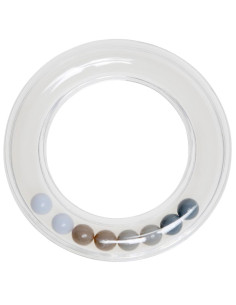 Transparante rammelaar met kralen 80 mm - Grijs
