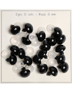 Zwarte veiligheidsoogjes 18 mm - 10 paar