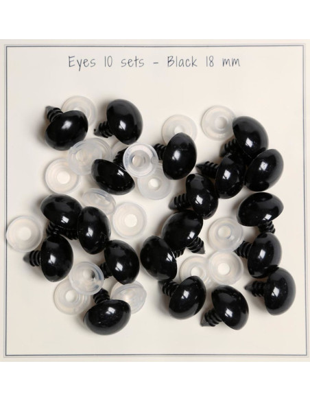 Zwarte veiligheidsoogjes 18 mm - 10 paar