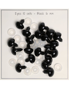 Zwarte veiligheidsoogjes 16 mm - 10 paar