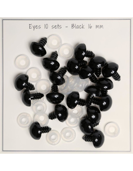 Zwarte veiligheidsoogjes 16 mm - 10 paar