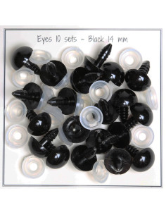 Zwarte veiligheidsoogjes 14 mm - 10 paar