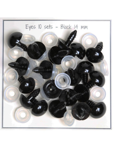 Zwarte veiligheidsoogjes 14 mm - 10 paar