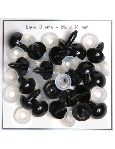 Zwarte veiligheidsoogjes 14 mm - 10 paar