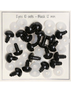 Zwarte veiligheidsoogjes 12 mm - 10 paar