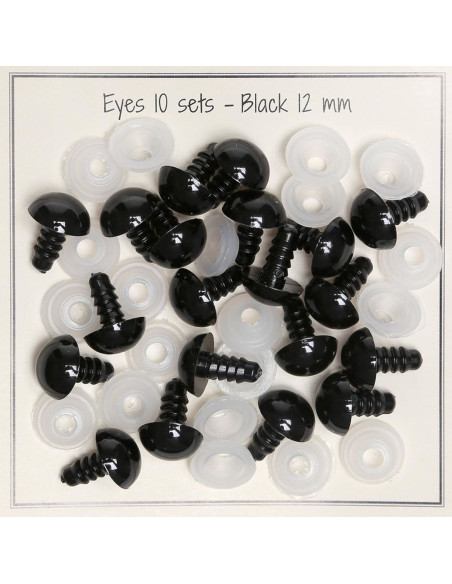 Zwarte veiligheidsoogjes 12 mm - 10 paar