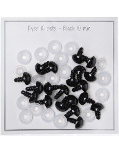 Zwarte veiligheidsoogjes 10 mm - 10 paar