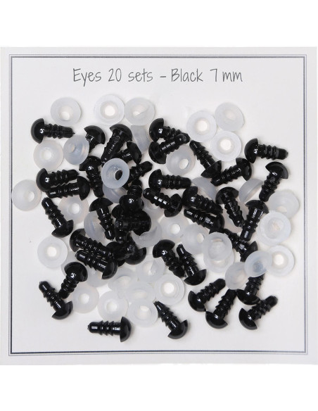 Zwarte veiligheidsoogjes 7 mm - 20 paar
