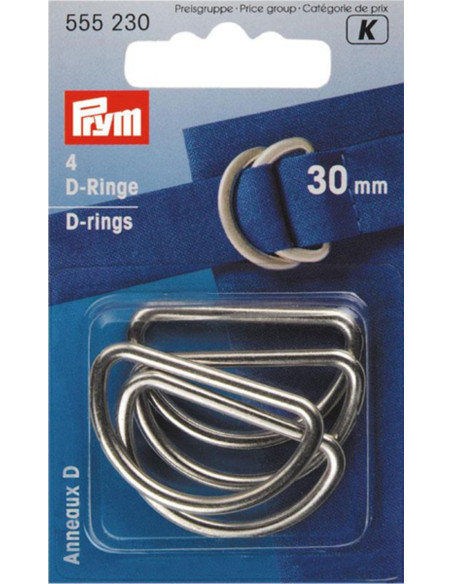 Doos met 4 D-ringen - Zilver 30 mm