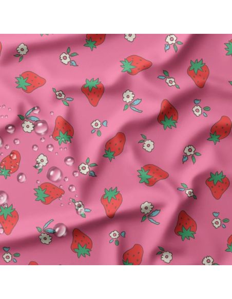 Tissu imperméable pour ciré - Polka rose et rouge