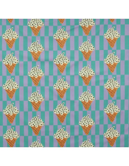 Tissu imperméable pour ciré - Corneto vert et violet