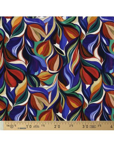 Tissu viscose fantaisie - Artia violet et rouge