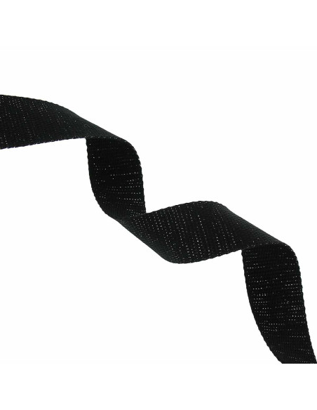 Glanzende katoenen riem voor tas - Zwart