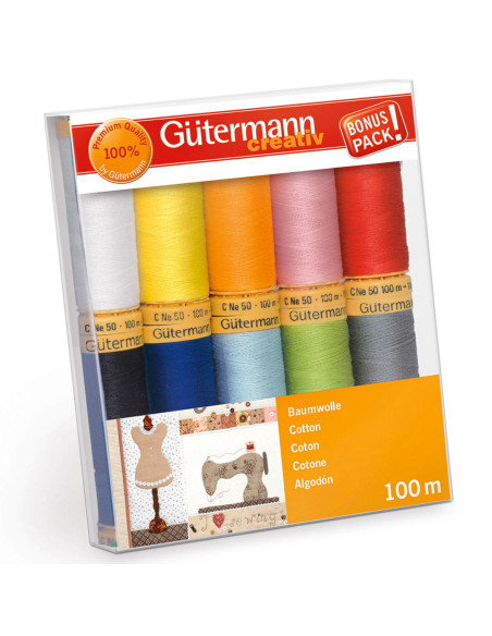 Set van 10 Gütermann katoenen naaigaren - Fel